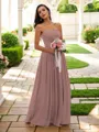 A-Line/Princess Chiffon Ruffles Strapless Sleeveless Floor-Length Bridesmaid Dresses
