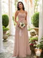 A-Line/Princess Chiffon Ruched Straps Sleeveless Floor-Length Bridesmaid Dresses