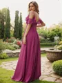 A-Line/Princess Chiffon Ruffles V-neck Sleeveless Floor-Length Bridesmaid Dresses