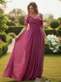 A-Line/Princess Chiffon Ruffles V-neck Sleeveless Floor-Length Bridesmaid Dresses