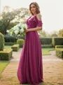 A-Line/Princess Chiffon Ruffles V-neck Sleeveless Floor-Length Bridesmaid Dresses