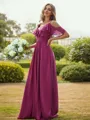 A-Line/Princess Chiffon Ruffles V-neck Sleeveless Floor-Length Bridesmaid Dresses