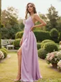 A-Line/Princess Chiffon Ruffles V-neck Sleeveless Floor-Length Bridesmaid Dresses