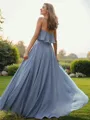 A-Line/Princess Chiffon Ruffles Spaghetti Straps Sleeveless Floor-Length Bridesmaid Dresses