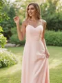 A-Line/Princess Chiffon Sash/Ribbon/Belt Sweetheart Sleeveless Floor-Length Bridesmaid Dresses