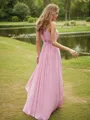 A-Line/Princess Chiffon Ruffles Halter Sleeveless Sweep Train Bridesmaid Dresses