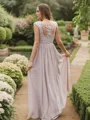 A-Line/Princess Chiffon Applique Sweetheart Sleeveless Floor-Length Bridesmaid Dresses