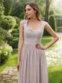 A-Line/Princess Chiffon Applique Sweetheart Sleeveless Floor-Length Bridesmaid Dresses