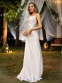 Sheath/Column Charmeuse Ruched Spaghetti Straps Sleeveless Sweep Train Bridesmaid Dresses