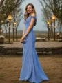 Sheath/Column Chiffon Ruched V-neck Sleeveless Floor-Length Bridesmaid Dresses