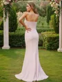 Sheath/Column Stretch Crepe Ruched Strapless Sleeveless Sweep Train Bridesmaid Dresses