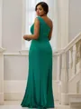 Sheath/Column Jersey Ruffles One-Shoulder Sleeveless Sweep Train Bridesmaid Dresses