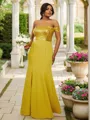 Sheath/Column Stretch Crepe Sequin Off-the-Shoulder Sleeveless Floor-Length Bridesmaid Dresses