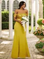 Sheath/Column Stretch Crepe Sequin Off-the-Shoulder Sleeveless Floor-Length Bridesmaid Dresses