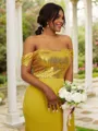 Sheath/Column Stretch Crepe Sequin Off-the-Shoulder Sleeveless Floor-Length Bridesmaid Dresses