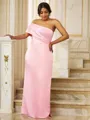 Sheath/Column Satin Ruched One-Shoulder Sleeveless Floor-Length Bridesmaid Dresses