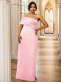 Sheath/Column Satin Ruched One-Shoulder Sleeveless Floor-Length Bridesmaid Dresses