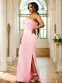Sheath/Column Satin Ruched One-Shoulder Sleeveless Floor-Length Bridesmaid Dresses