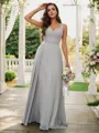 A-Line/Princess Chiffon Ruffles V-neck Sleeveless Floor-Length Bridesmaid Dresses
