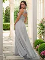 A-Line/Princess Chiffon Ruffles V-neck Sleeveless Floor-Length Bridesmaid Dresses