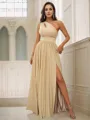 A-Line/Princess Jersey Ruffles One-Shoulder Sleeveless Floor-Length Bridesmaid Dresses