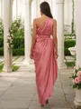 A-Line/Princess Charmeuse Ruffles One-Shoulder Sleeveless Ankle-Length Bridesmaid Dresses