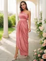 A-Line/Princess Charmeuse Ruffles One-Shoulder Sleeveless Ankle-Length Bridesmaid Dresses
