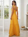 A-Line/Princess Chiffon Ruffles Straps Sleeveless Floor-Length Bridesmaid Dresses