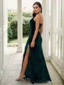 Sheath/Column Velvet Ruched Spaghetti Straps Sleeveless Floor-Length Bridesmaid Dresses