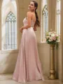 A-Line/Princess Silk like Satin Ruffles V-neck Sleeveless Floor-Length Bridesmaid Dresses