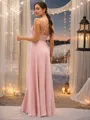 A-Line/Princess Chiffon Lace V-neck Sleeveless Floor-Length Bridesmaid Dresses