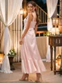 A-Line/Princess Silk like Satin Ruffles Straps Sleeveless Ankle-Length Bridesmaid Dresses