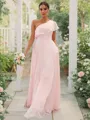 A-Line/Princess Chiffon Ruffles One-Shoulder Sleeveless Floor-Length Bridesmaid Dresses