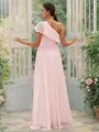 A-Line/Princess Chiffon Ruffles One-Shoulder Sleeveless Floor-Length Bridesmaid Dresses
