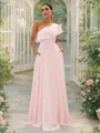 A-Line/Princess Chiffon Ruffles One-Shoulder Sleeveless Floor-Length Bridesmaid Dresses