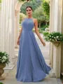 A-Line/Princess Chiffon Ruffles Halter Sleeveless Floor-Length Bridesmaid Dresses
