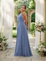 A-Line/Princess Chiffon Ruffles Halter Sleeveless Floor-Length Bridesmaid Dresses