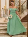 A-Line/Princess Chiffon Ruffles Off-the-Shoulder Sleeveless Floor-Length Bridesmaid Dresses
