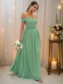 A-Line/Princess Chiffon Ruffles Off-the-Shoulder Sleeveless Floor-Length Bridesmaid Dresses
