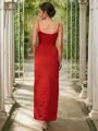 Sheath/Column Satin Ruched Spaghetti Straps Sleeveless Ankle-Length Bridesmaid Dresses