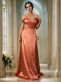 A-Line/Princess Silk like Satin Ruched Sweetheart Sleeveless Sweep Train Bridesmaid Dresses