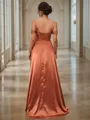 A-Line/Princess Silk like Satin Ruched Sweetheart Sleeveless Sweep Train Bridesmaid Dresses