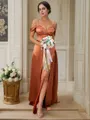A-Line/Princess Silk like Satin Ruched Sweetheart Sleeveless Sweep Train Bridesmaid Dresses