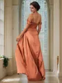A-Line/Princess Silk like Satin Ruched Sweetheart Sleeveless Sweep Train Bridesmaid Dresses