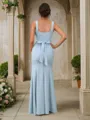 Sheath/Column Stretch Crepe Bowknot Straps Sleeveless Floor-Length Bridesmaid Dresses