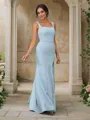 Sheath/Column Stretch Crepe Bowknot Straps Sleeveless Floor-Length Bridesmaid Dresses