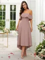 A-Line/Princess Stretch Crepe Ruffles Off-the-Shoulder Sleeveless Asymmetrical Bridesmaid Dresses