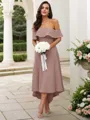A-Line/Princess Stretch Crepe Ruffles Off-the-Shoulder Sleeveless Asymmetrical Bridesmaid Dresses
