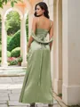 A-Line/Princess Silk like Satin Ruched V-neck Sleeveless Floor-Length Bridesmaid Dresses