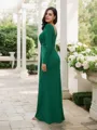 Sheath/Column Jersey Ruched V-neck Long Sleeves Floor-Length Bridesmaid Dresses